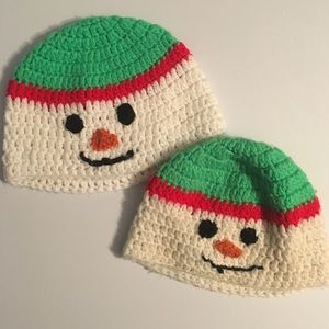 Unisex Big & Little Handmade Snowman Hat Set